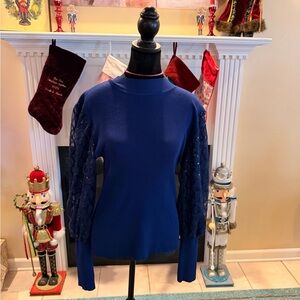 Cato Royal Blue Women's Sweatshirt with Lace Sleeves